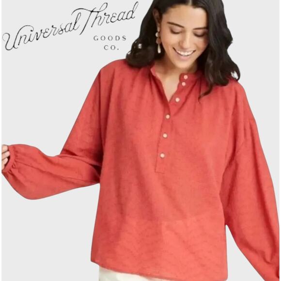 Universal Thread Women’s Orange Balloon Sleeve Oversized Poet Blouse Small NWOT - Picture 6 of 7